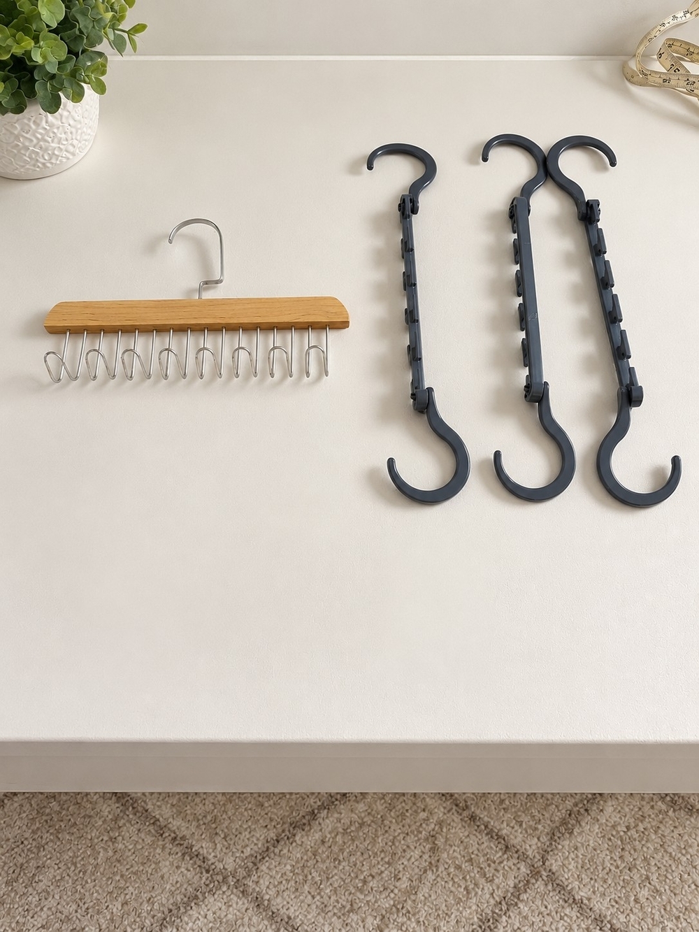 Wooden Multi-Hook Closet Organizer Hanger Space Saver